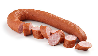 Image showing smoked sausage on white background