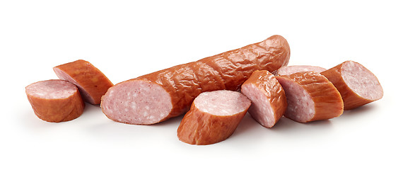 Image showing smoked sausage on white background