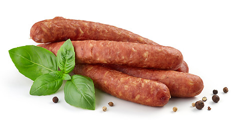 Image showing smoked sausages with herbs and spices