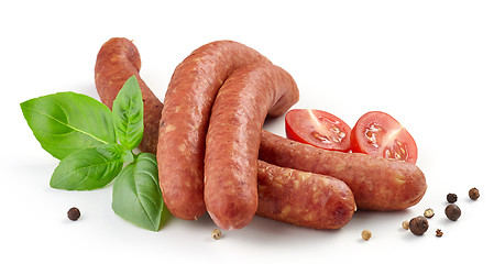 Image showing smoked sausages with herbs and spices