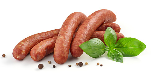 Image showing smoked sausages with herbs and spices