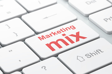 Image showing Marketing concept: Marketing Mix on computer keyboard background