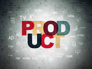 Image showing Advertising concept: Product on Digital Data Paper background