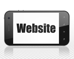 Image showing Web development concept: Smartphone with Website on display