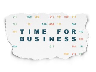 Image showing Time concept: Time for Business on Torn Paper background