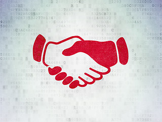 Image showing Business concept: Handshake on Digital Data Paper background