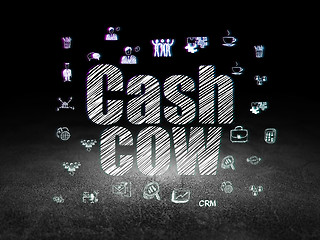 Image showing Finance concept: Cash Cow in grunge dark room