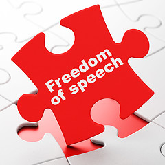 Image showing Political concept: Freedom Of Speech on puzzle background