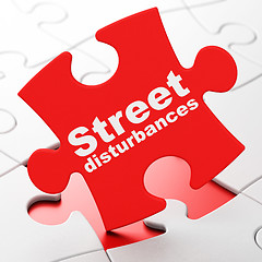 Image showing Politics concept: Street Disturbances on puzzle background