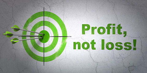 Image showing Finance concept: target and Profit, Not Loss! on wall background
