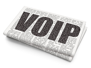 Image showing Web design concept: VOIP on Newspaper background