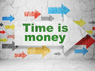 Image showing Time concept: arrow with Time is Money on grunge wall background