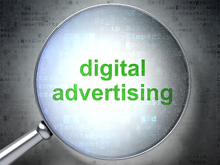 Image showing Marketing concept: Digital Advertising with optical glass