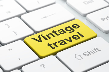 Image showing Travel concept: Vintage Travel on computer keyboard background