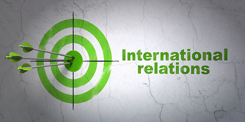 Image showing Politics concept: target and International Relations on wall background