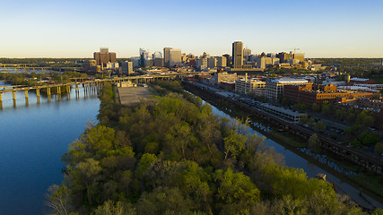 Image showing Early Morning Light Downtown City Skyline Riverfront Park Richmo