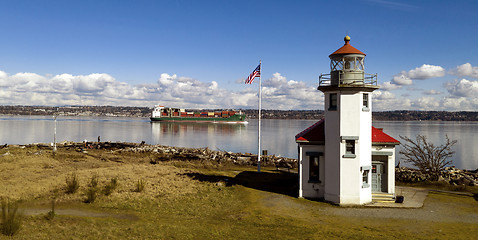 Image showing Shipping Channel Point Robinson Maury Island Lighthouse Puget So