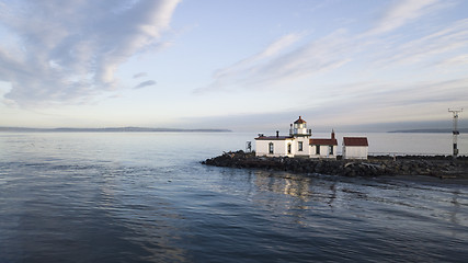 Image showing Aerial View West Point Lighhouse Puget Sound Seattle Washington