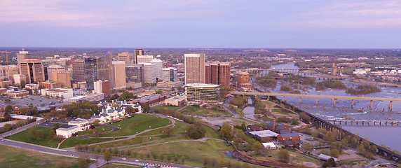 Image showing Late Evening Light Downtown City Skyline Riverfront Park Richmon