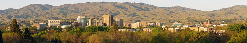 Image showing Long Panoramic Late Afternoon Light Downtown City Center Boise I