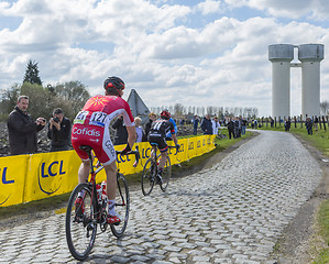 Image showing Two Cyclists - Paris Roubaix 2016