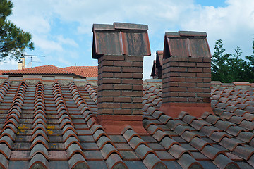 Image showing Roof shoot of typical tile on the building