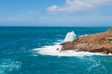 Image showing Beautiful azure sea and the rock