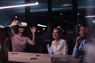 Image showing Multiethnic Business team using virtual reality headset