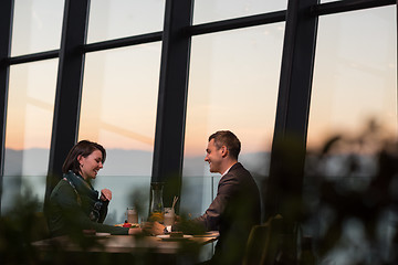 Image showing Couple on a romantic dinner at the restaurant