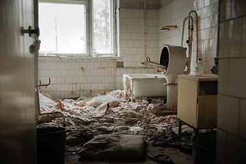 Image showing Old laundry room of abandoned hospital