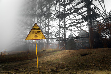 Image showing Radioactivity sign in Chernobyl Outskirts 2019