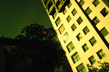 Image showing An appartment building before sunset