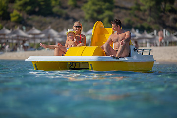 Image showing A family on a catamaran