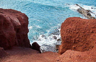 Image showing Coast of Atlantic ocean in Lanzarote island