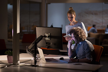 Image showing young designers in the night office