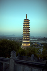 Image showing Bai Dinh Pagoda in Ninh Binh, Vietnam. Evening view