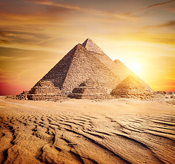 Image showing Desert and Pyramids