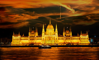 Image showing Illuminated Budapest Parliament