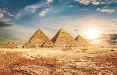 Image showing Pyramids and sky