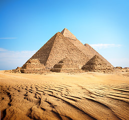 Image showing Pyramids and desert