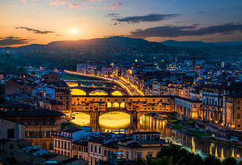 Image showing Cityscape and bridges of Florence