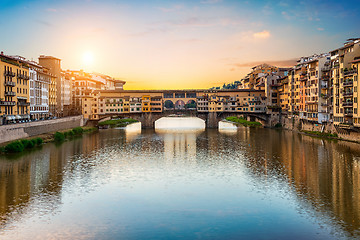 Image showing Morning sun over Vecchio bridge