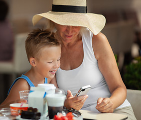 Image showing A lunch with granny