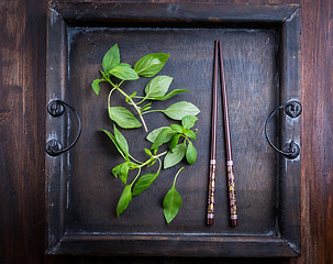 Image showing Thai basil leaves