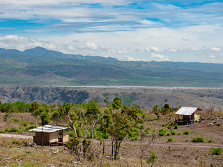 Image showing Mountain landscape with solar power plant