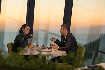 Image showing Couple on a romantic dinner at the restaurant