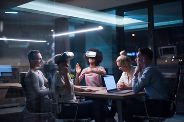 Image showing Multiethnic Business team using virtual reality headset