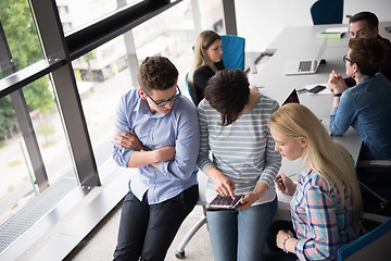 Image showing group of Business People Working With Tablet in startup office