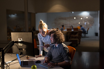 Image showing young designers in the night office