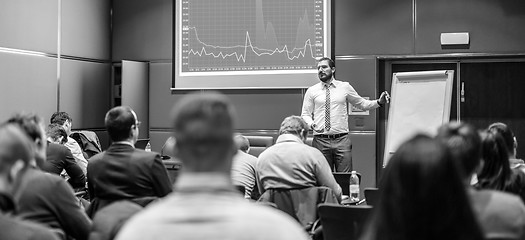 Image showing Speaker Giving a Talk at Business Meeting.